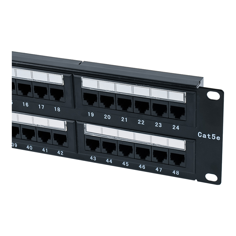 Cat5e 19인치 2U 비차폐 48포트 패치 패널(이중 목적 IDC, 플라스틱 판지 삽입 포함) SP-3204D48-C5E Cat5e 19인치 2U 비차폐 48포트 패치 패널(이중 목적 IDC, 플라스틱 판지 삽입 포함) SP-3204D48-C5E