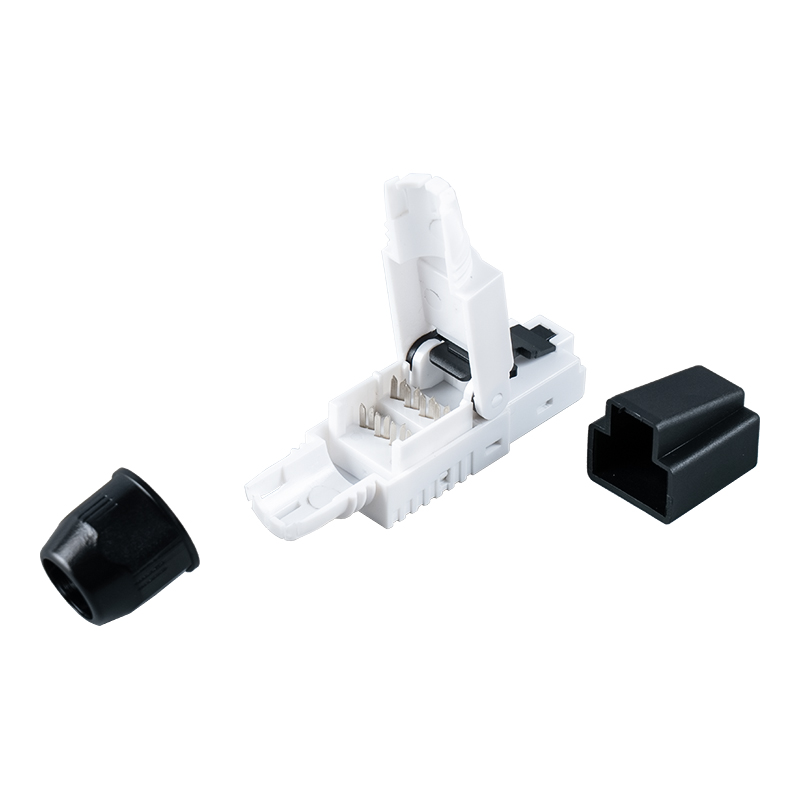 Cat7 비차폐 툴리스 RJ45 커넥터(헤드에 플라스틱 캡 포함) RJ-G50U-1-C7 Cat7 비차폐 툴리스 RJ45 커넥터(헤드에 플라스틱 캡 포함) RJ-G50U-1-C7