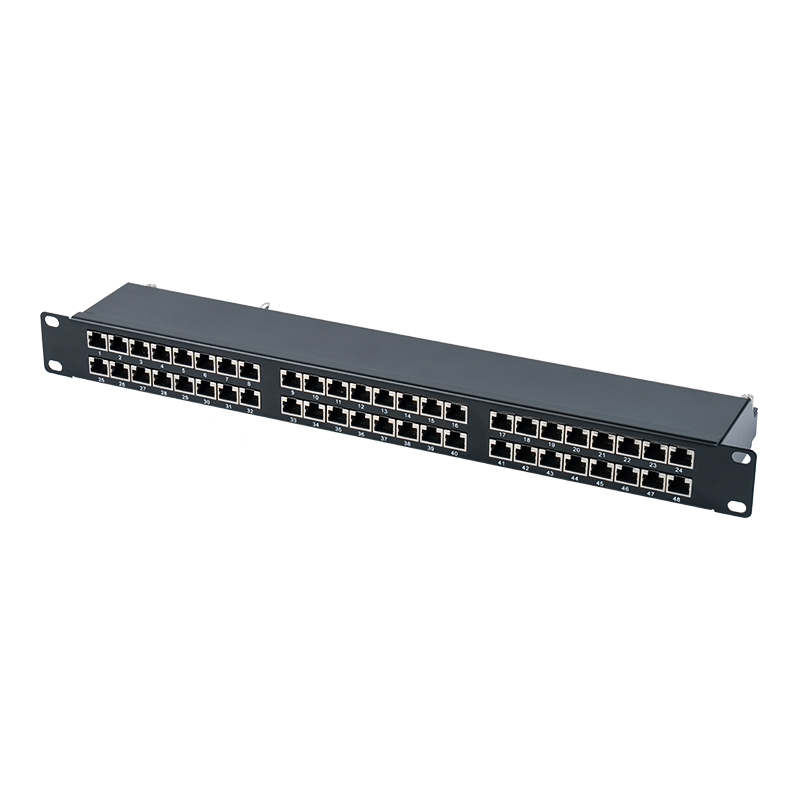 Cat6e 19인치 1U 차폐 48포트 패치 패널 SP-3262SK48-C6A